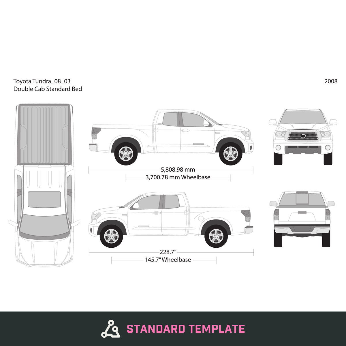 2008 Toyota Tundra vector wrap template V03, Design-Ready PDF - GravBase