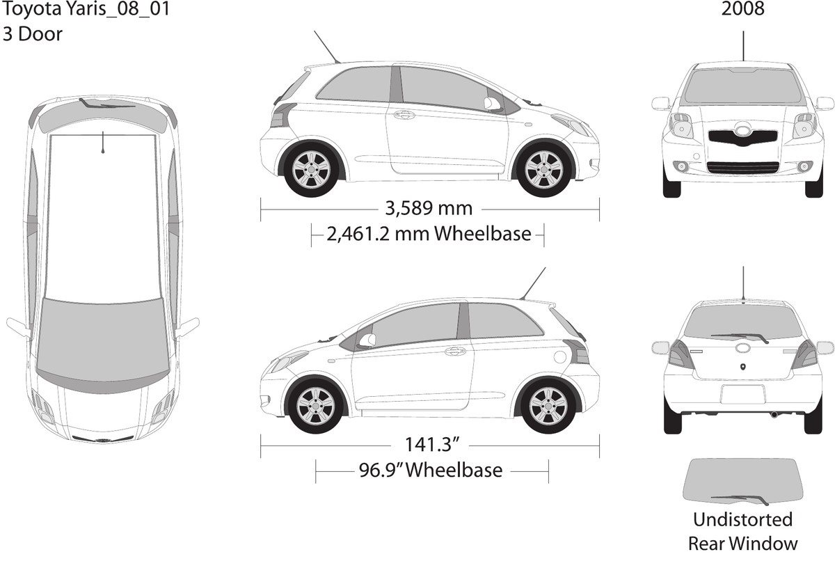 2008 Toyota Yaris Vector Wrap Template - GravBase