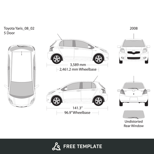 2008 Toyota Yaris free vector vehicle wrap template - GravBase