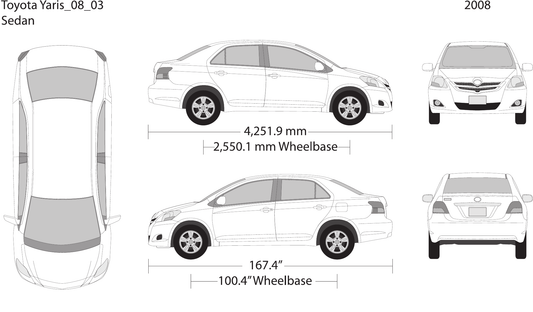 2008 Toyota Yaris Vector Wrap Template - GravBase
