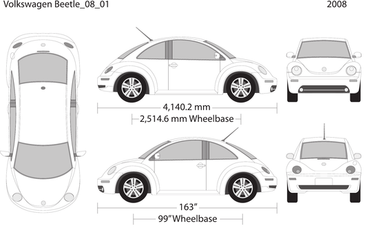 2008 Volkswagen Beetle vector wrap template V01, Design-Ready PDF - GravBase
