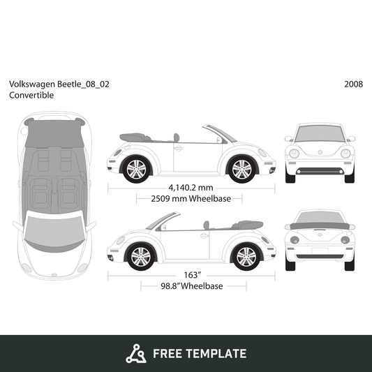 2008 Volkswagen Beetle free vector vehicle wrap template - GravBase