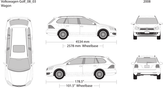 2008 Volkswagen Golf vector wrap template, Design-Ready PDF - GravBase