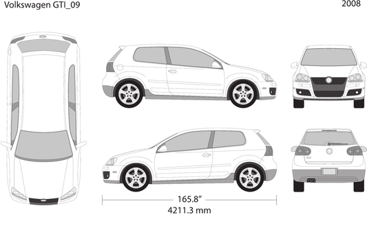 2008 Volkswagen GTI vector wrap template V09, Design-Ready PDF - GravBase