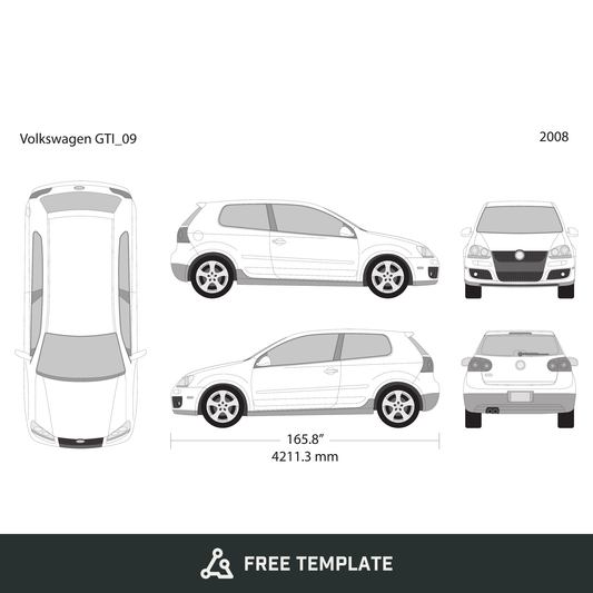 2008 Volkswagen GTI free vector vehicle wrap template - GravBase