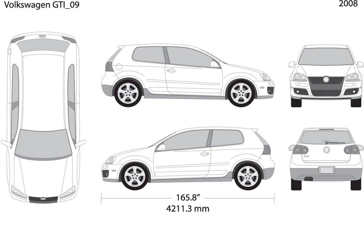 2008 Volkswagen Gti V09 Vehicle Wrap Template