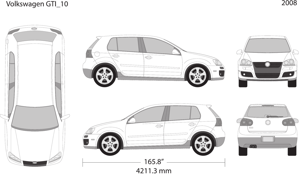 2008 Volkswagen GTI vector wrap template V10, Design-Ready PDF - GravBase
