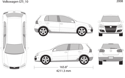 2008 Volkswagen GTI vector wrap template V10, Design-Ready PDF - GravBase