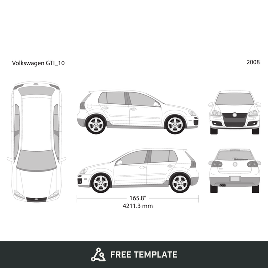 2008 Volkswagen GTI free vector vehicle wrap template - GravBase