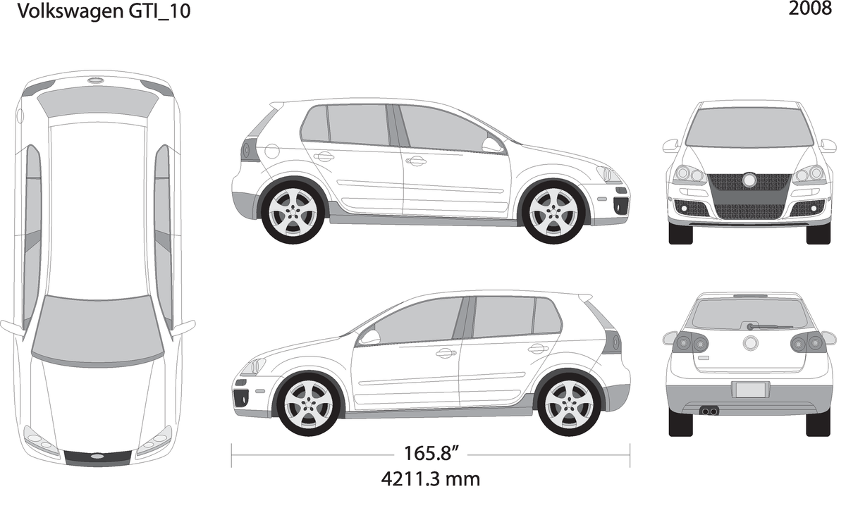 2008 Volkswagen Gti V10 Vehicle Wrap Template