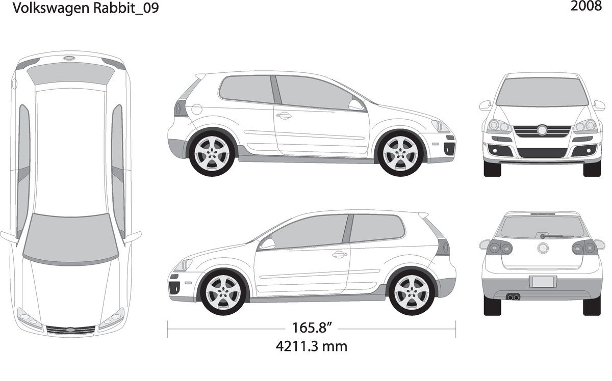 2008 Volkswagen Rabbit V09 Vehicle Wrap Template