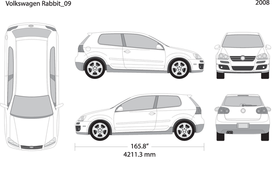 2008 Volkswagen Rabbit V09 Vehicle Wrap Template