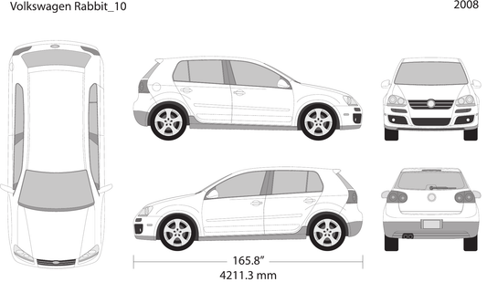 2008 Volkswagen Rabbit Vector Wrap Template - GravBase
