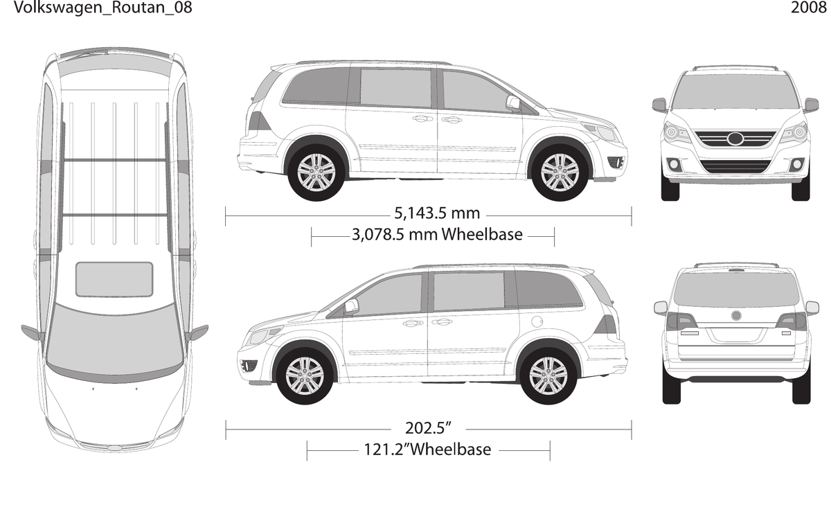 2008 Volkswagen Routan vector wrap template, Design-Ready PDF - GravBase