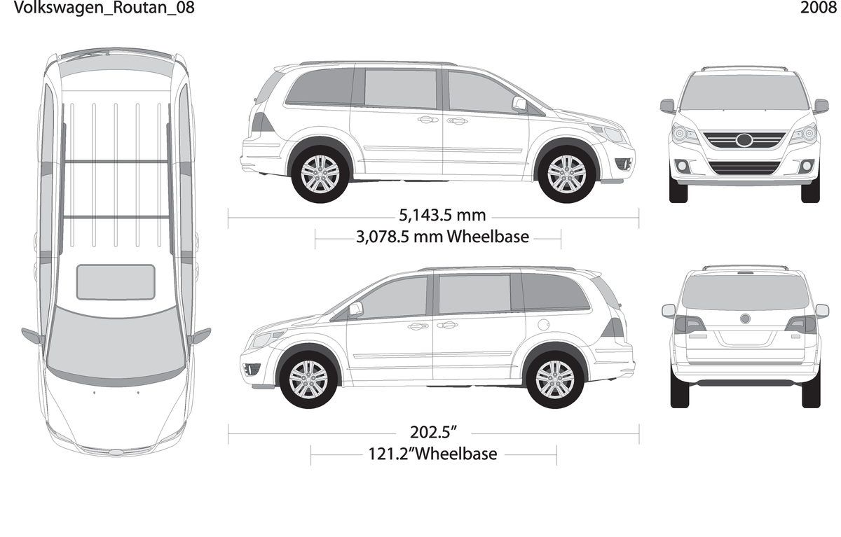 2008 Volkswagen Routan V08 Vehicle Wrap Template
