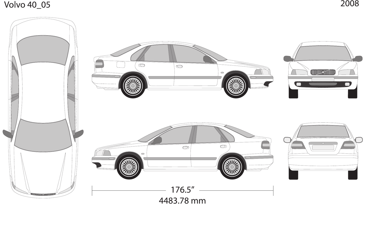 2008 Volvo 40 vector wrap template V05, Design-Ready PDF - GravBase