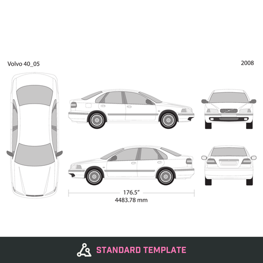 2008 Volvo 40 vector wrap template V05, Design-Ready PDF - GravBase