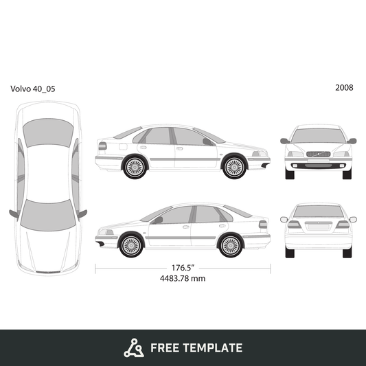 2008 Volvo 40 free vector vehicle wrap template - GravBase