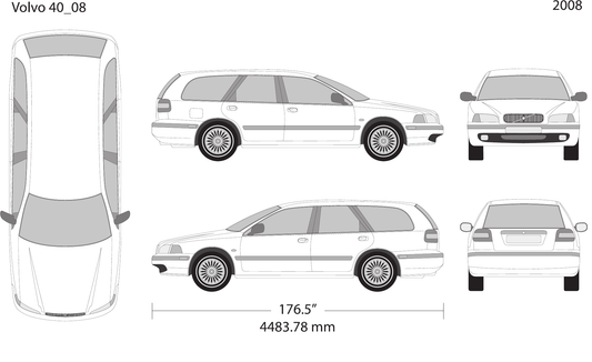 2008 Volvo 40 vector wrap template V08, Design-Ready PDF - GravBase