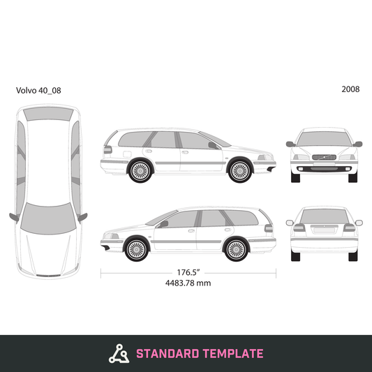 2008 Volvo 40 vector wrap template V08, Design-Ready PDF - GravBase