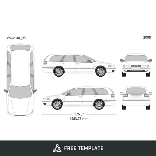 2008 Volvo 40 free vector vehicle wrap template - GravBase
