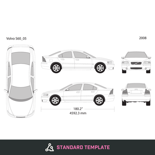 2008 Volvo S60 vector wrap template, Design-Ready PDF - GravBase