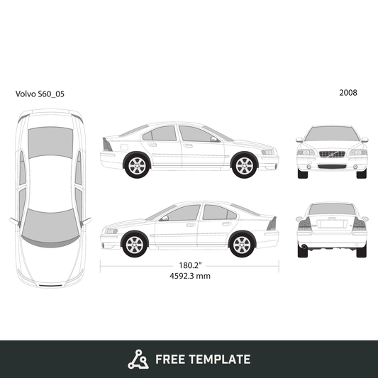 2008 Volvo S60 free vector vehicle wrap template - GravBase