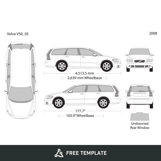 2008 Volvo V50 free vector vehicle wrap template - GravBase