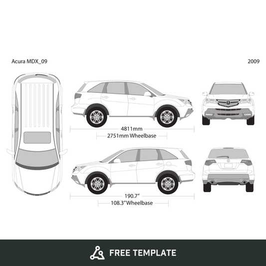 2009 Acura MDX free vector vehicle wrap template - GravBase