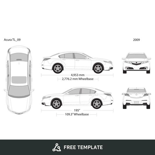 2009 Acura TL free vector vehicle wrap template - GravBase