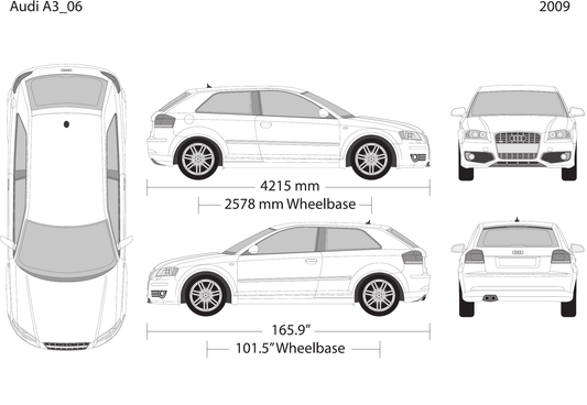 2009 Audi A3 Vector Wrap Template - GravBase