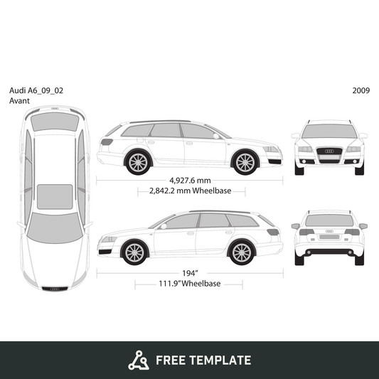 2009 Audi A6 free vector vehicle wrap template - GravBase