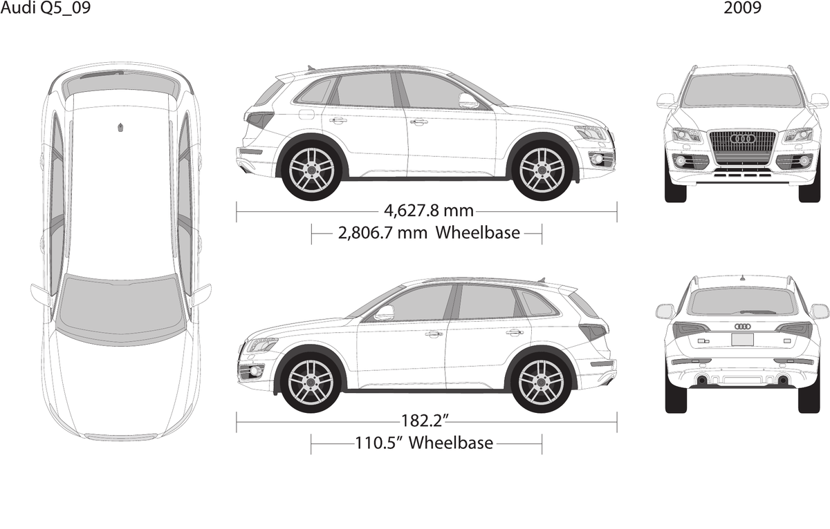 2009 Audi Q5 vector wrap template, Design-Ready PDF - GravBase