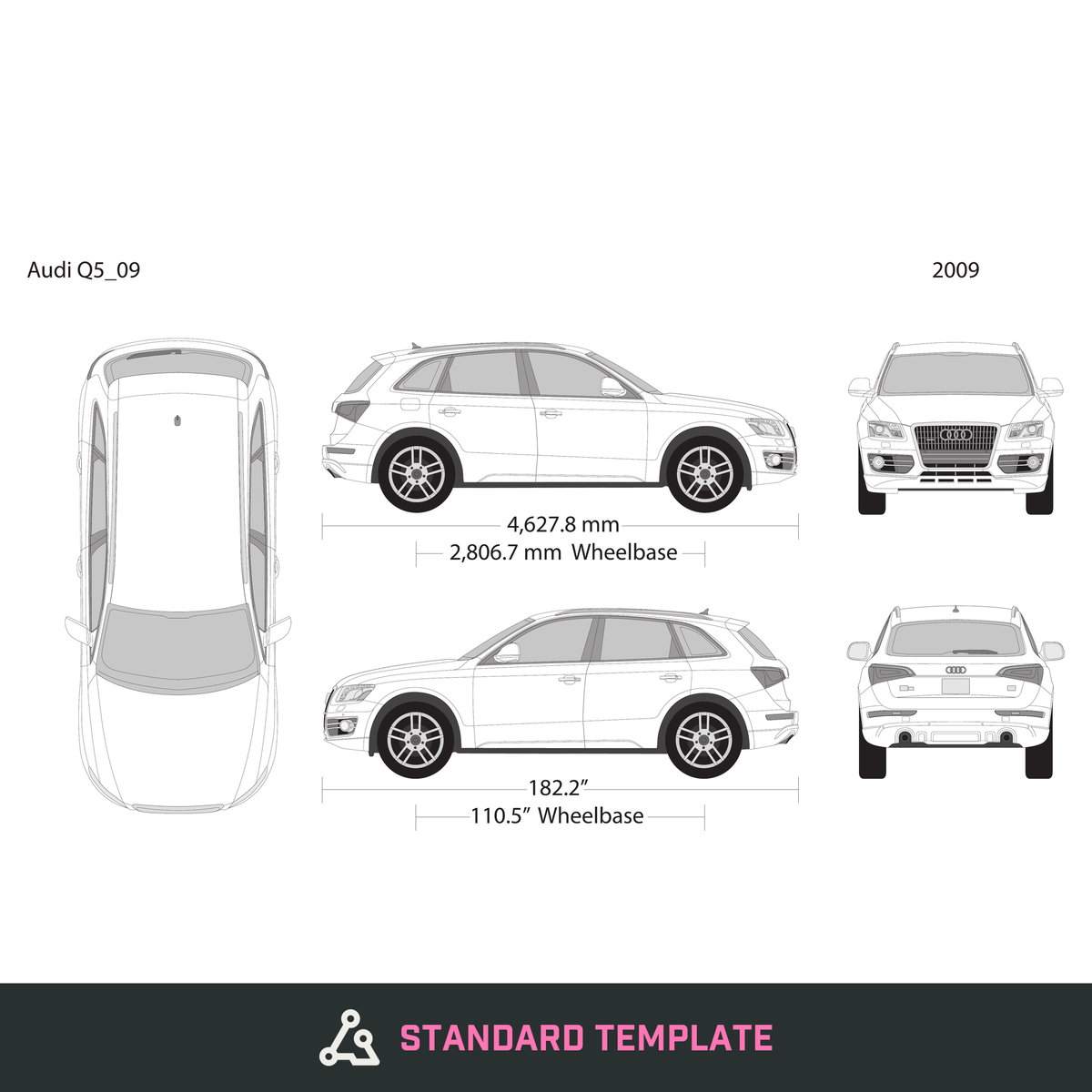 2009 Audi Q5 vector wrap template, Design-Ready PDF - GravBase