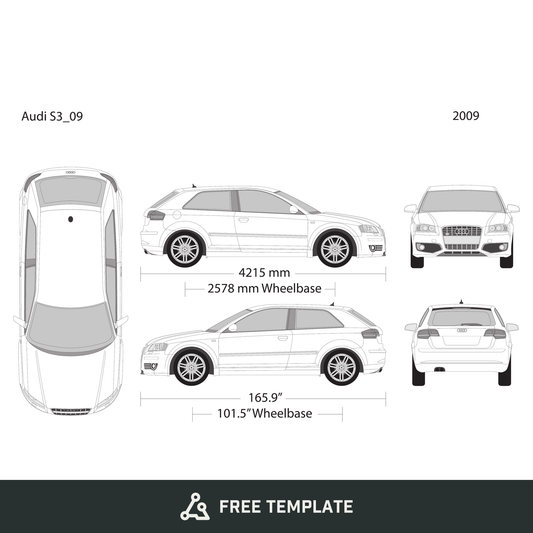 2009 Audi S3 free vector vehicle wrap template - GravBase