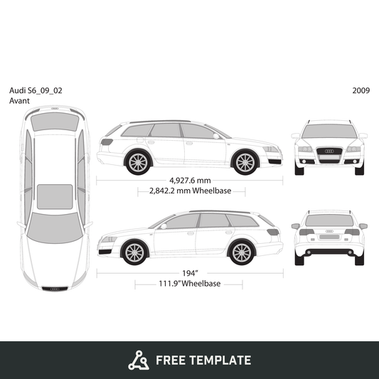 2009 Audi S6 free vector vehicle wrap template - GravBase