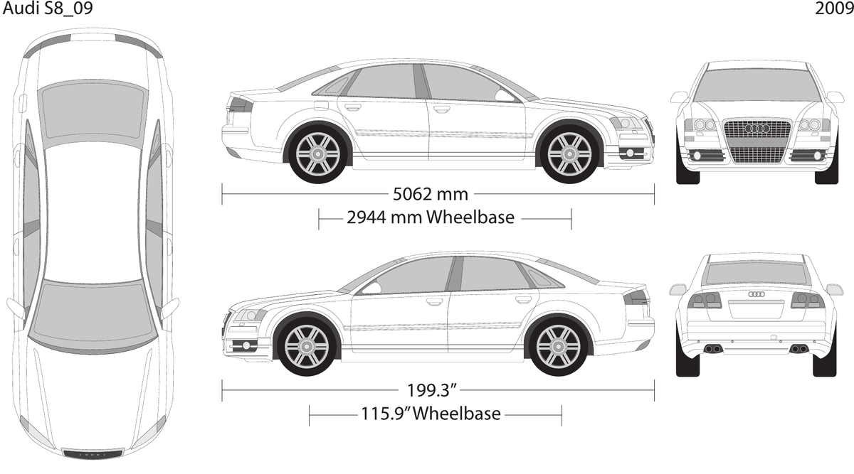 2009 Audi S8 vector wrap template, Design-Ready PDF - GravBase