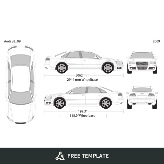 2009 Audi S8 free vector vehicle wrap template - GravBase