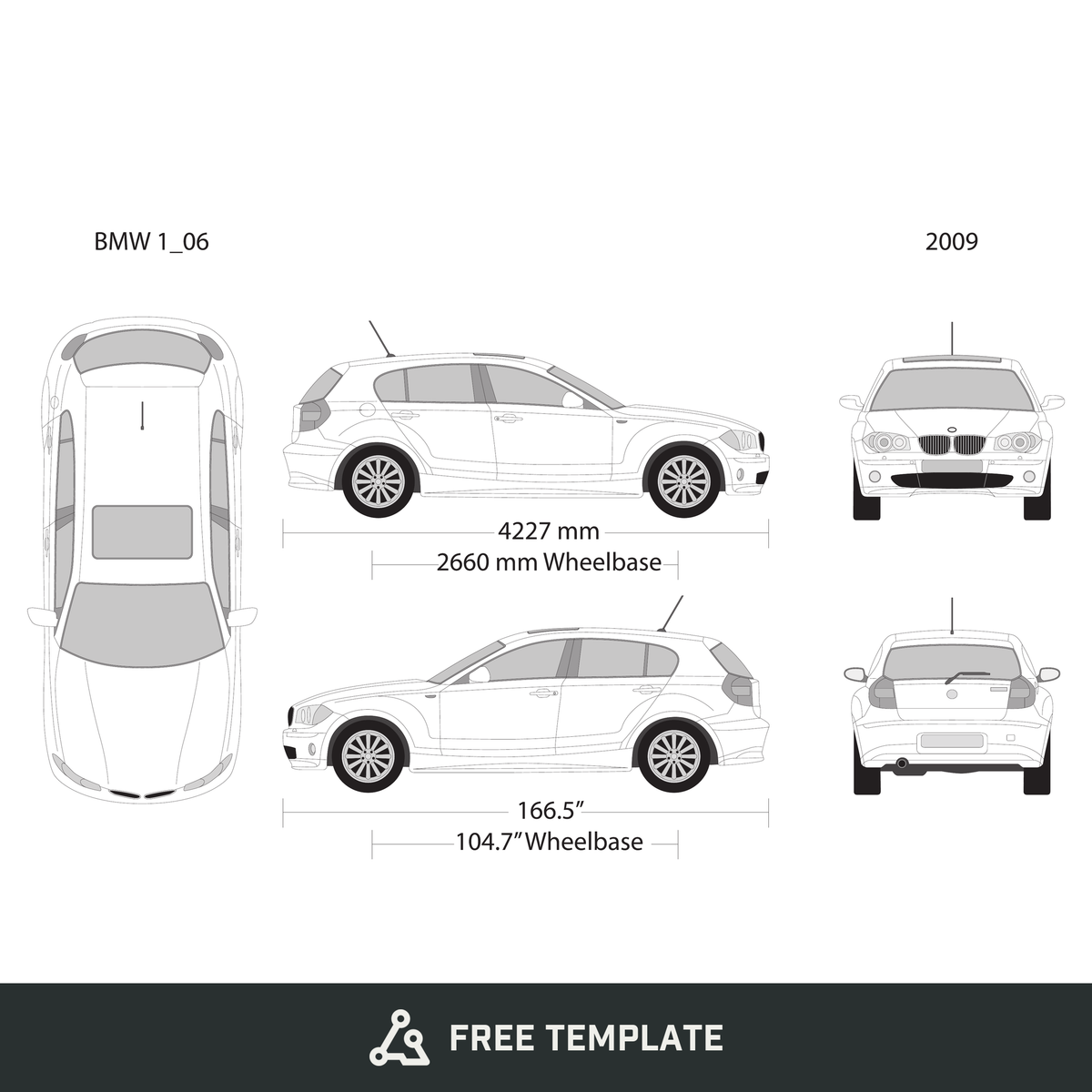 2009 BMW 1 free vector vehicle wrap template - GravBase