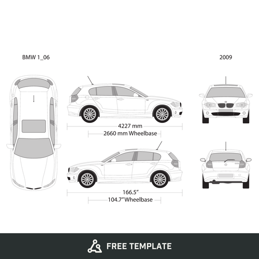 2009 BMW 1 free vector vehicle wrap template - GravBase
