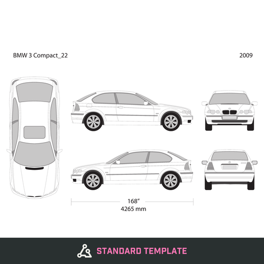 2009 BMW 3 vector wrap template V22, Design-Ready PDF - GravBase