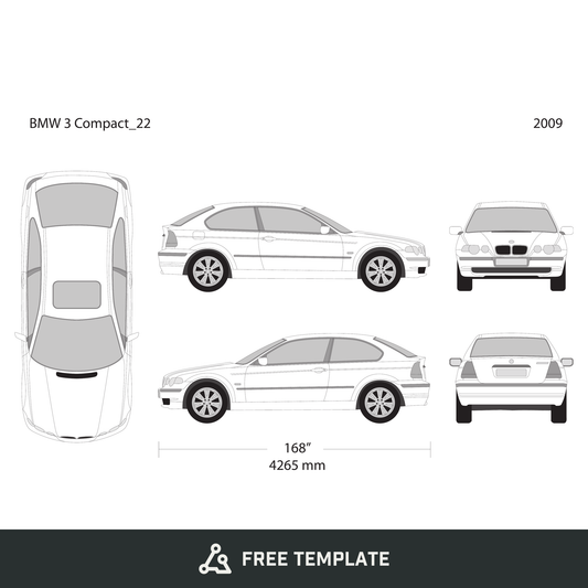2009 BMW 3 free vector vehicle wrap template - GravBase