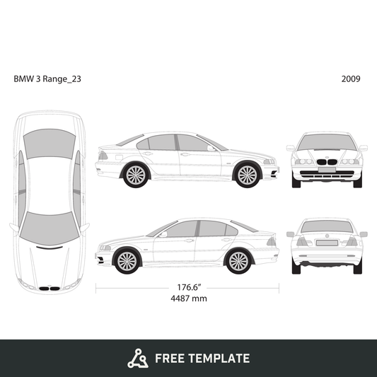 2009 BMW 3 free vector vehicle wrap template - GravBase