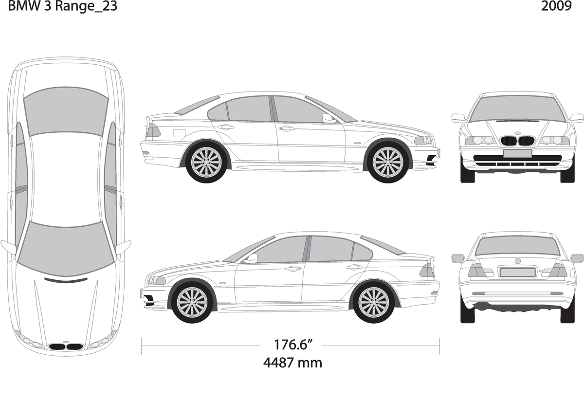 2009 Bmw 3 V23 Vehicle Wrap Template