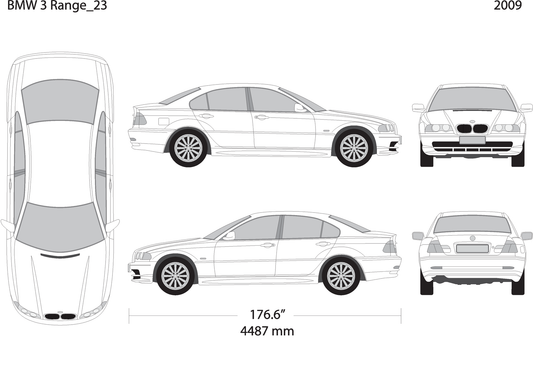2009 Bmw 3 V23 Vehicle Wrap Template