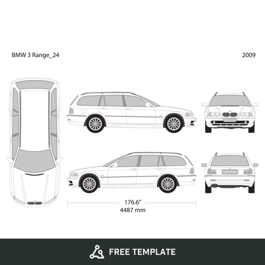 2009 BMW 3 free vector vehicle wrap template - GravBase