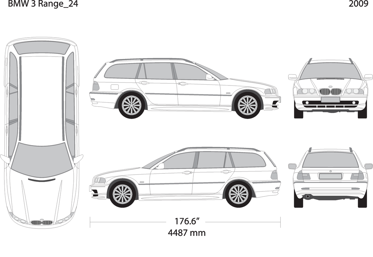 2009 Bmw 3 V24 Vehicle Wrap Template