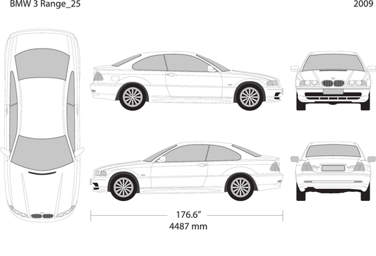 2009 BMW 3 vector wrap template V25, Design-Ready PDF - GravBase