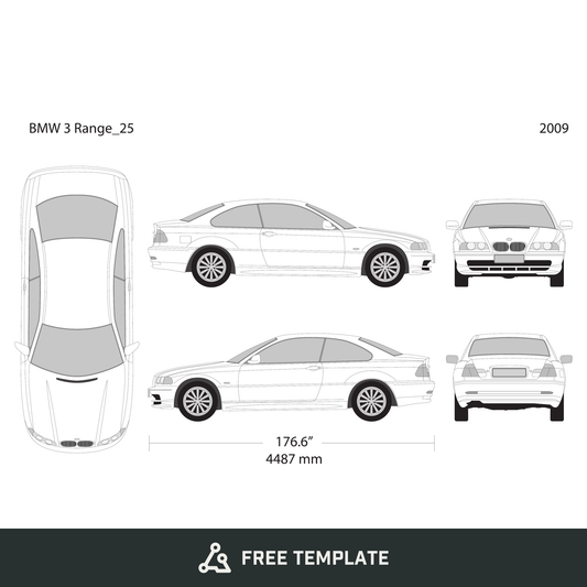 2009 BMW 3 free vector vehicle wrap template - GravBase