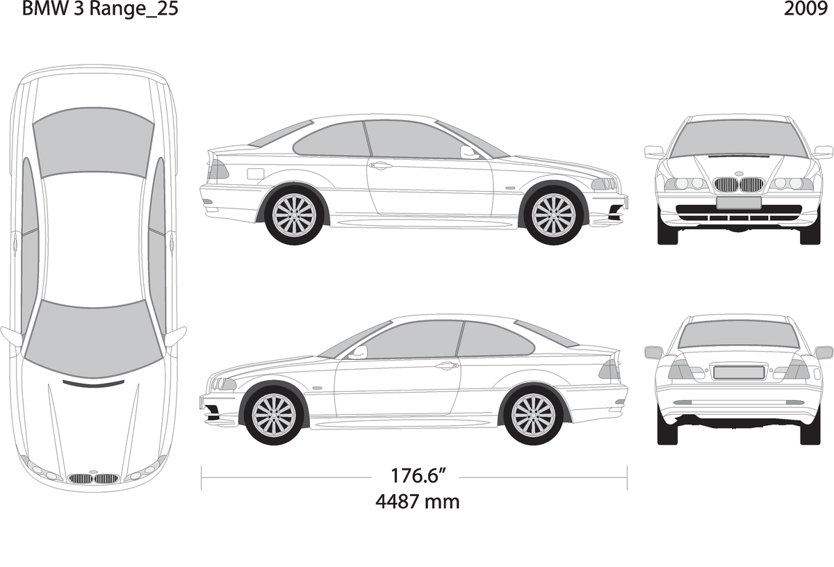 2009 Bmw 3 V25 Vehicle Wrap Template